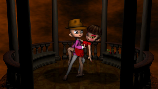 Обои картинки фото 3д, графика, people, люди, девушка, мальчик, танец