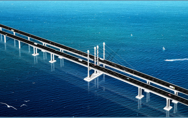 Обои картинки фото 3д, графика, architecture, архитектура, вода, мост