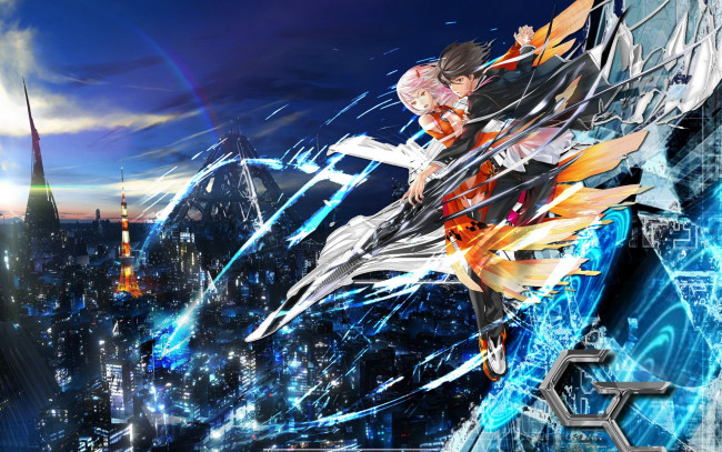 Обои картинки фото аниме, guilty, crown, девушка, город