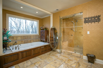 Картинка интерьер ванная туалетная комнаты ванна душ