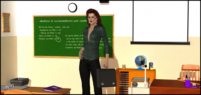 Обои картинки фото 3д, графика, people, люди, глобус, доска, класс, стол, девушка