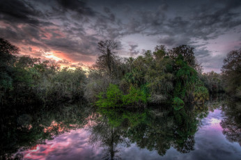 Картинка природа реки озера река сумрак тучи лес