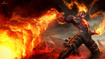 Картинка league+of+legends видео+игры brand artwork volcanoes men fantasy art lava