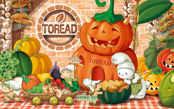 обоя векторная графика, мультфильмы, тыквы