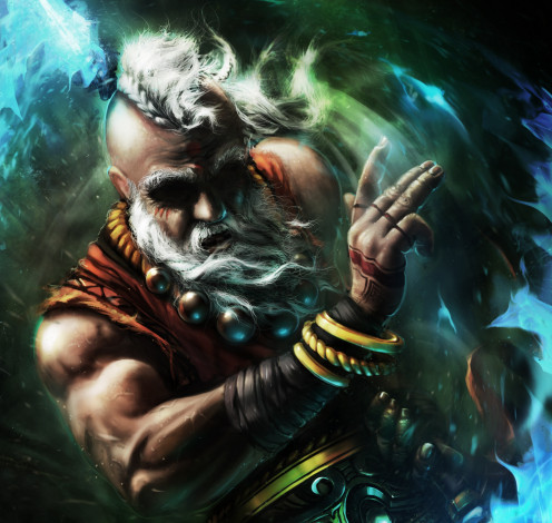 Обои картинки фото видео игры, diablo iii,  reaper of souls, тату, украшения, браслеты, борода, игра, магия, бусы, арт, мужчина