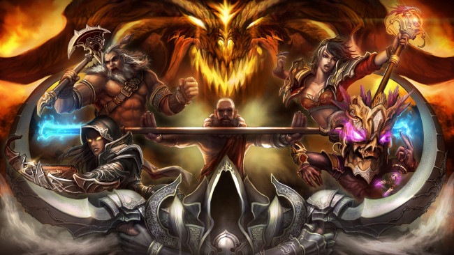 Обои картинки фото diablo iii,  reaper of souls, видео игры, witch, doctor, wizard, monk, demon, hunter, barbarian