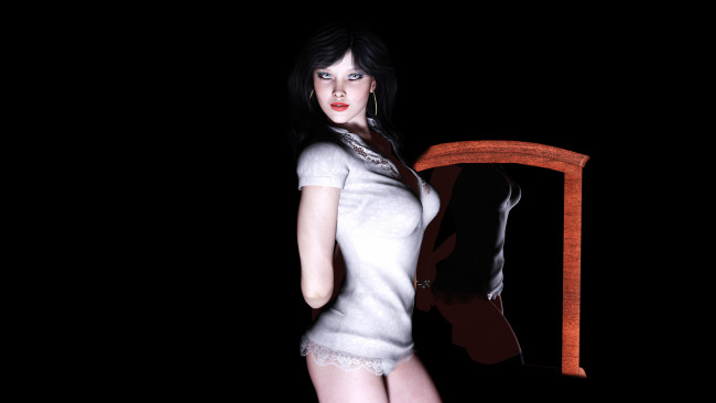 Обои картинки фото meike, 3д графика, люди , people, девушка, взгляд, фон