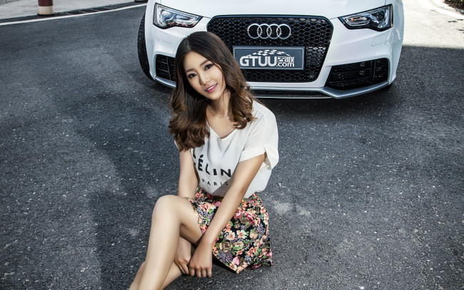 Обои картинки фото автомобили, авто с девушками, азиатка, автомобиль, девушка