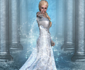 Картинка 3д+графика люди+ people девушка взгляд фон платье