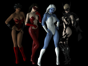 Картинка 3д+графика фантазия+ fantasy девушки взгляд фон халк маски