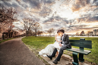 Картинка разное мужчина+женщина пара любовь парень девушка свадьба невеста жених небо скамья