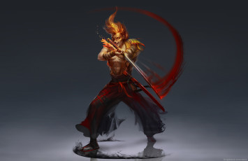 Картинка 3д+графика фантазия+ fantasy взгляд фон оружие мужчина