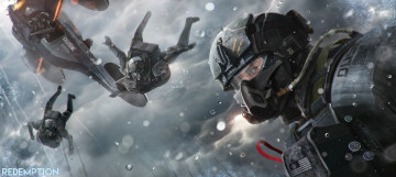 Картинка фэнтези люди art дождь шлем война redemption десант солдаты