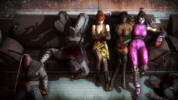 Картинка 3д+графика фантазия+ fantasy кровь ниндзя фон взгляд девушки