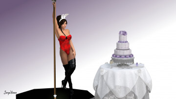 Картинка 3д+графика люди+ people девушка взгляд фон шест торт