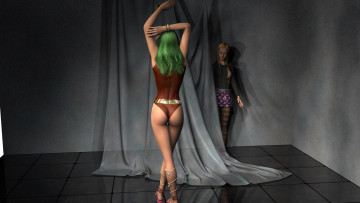 Картинка 3д+графика люди+ people штора фон взгляд девушки