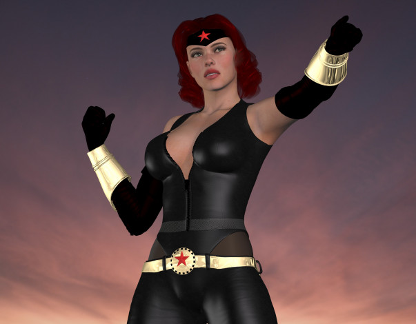 Обои картинки фото 3д графика, люди , people, девушка, взгляд, фон, супермен