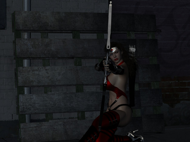 Обои картинки фото 3д графика, амазонки , amazon, девушка, взгляд, фон, лук, супермен