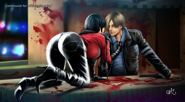 Обои картинки фото рисованное, люди, фон, взгляд, девушка, парень