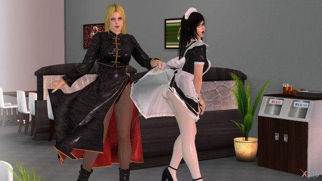 Обои картинки фото 3д графика, аниме , anime, девушки, взгляд, фон, интерьер