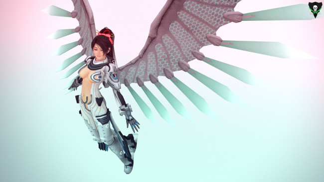 Обои картинки фото 3д графика, существа , creatures, демон, фон, взгляд, девушка