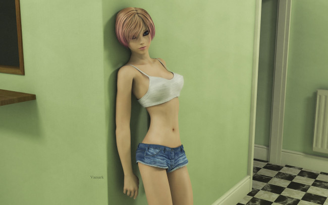 Обои картинки фото 3д графика, люди , people, девушка, взгляд, фон