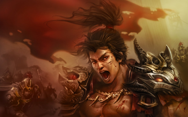 Обои картинки фото фэнтези, люди, лицо, крик, битва, мужчина, воин