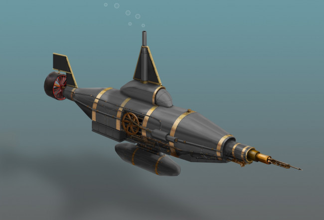 Обои картинки фото 3д графика, моделирование , modeling, море, подводная, лодка