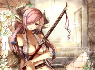 Картинка аниме животные +существа девушка