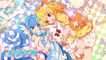 обоя аниме, anne happy, фон, взгляд, девушки