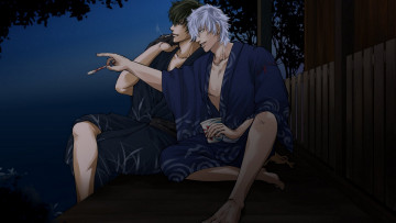 Картинка аниме gintama парни