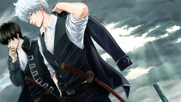 Картинка аниме gintama парни