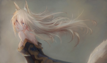 Картинка аниме животные +существа девушка