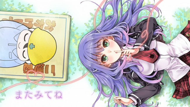 Обои картинки фото аниме, anne happy, взгляд, девушка, фон