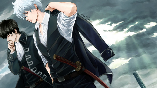 Обои картинки фото аниме, gintama, парни