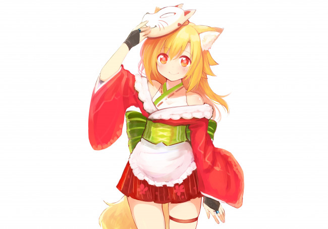 Обои картинки фото аниме, животные,  существа, девушка