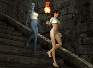 обоя 3д графика, фантазия , fantasy, фон, взгляд, девушки, халк