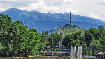 Картинка города -+панорамы горы парк аттракционов фонтан