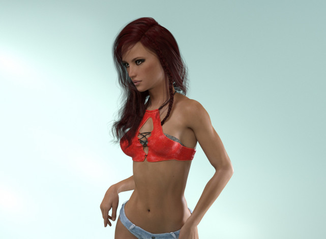 Обои картинки фото 3д графика, люди , people, фон, взгляд, девушка