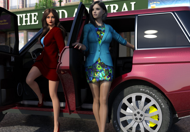 Обои картинки фото spy games revenge, 3д графика, фантазия , fantasy, взгляд, фон, девушки