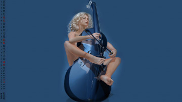 Картинка календари 3д-графика девушка инструмент