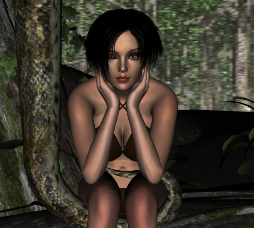 Обои картинки фото 3д графика, фантазия , fantasy, фон, взгляд, девушка