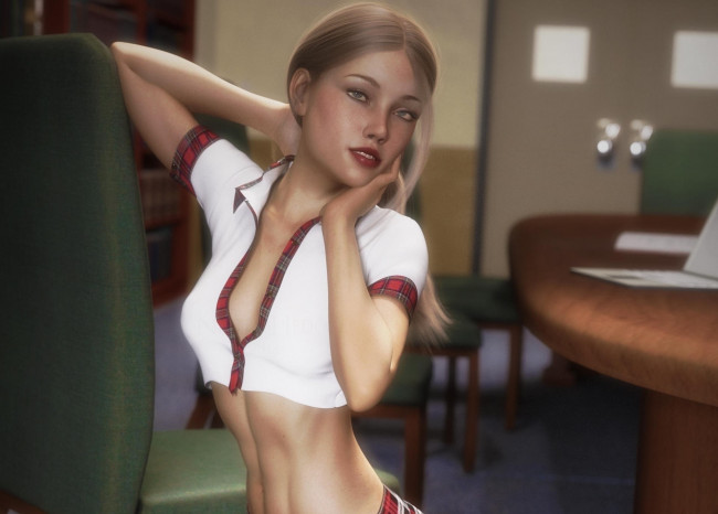 Обои картинки фото 3д графика, люди , people, фон, взгляд, девушка