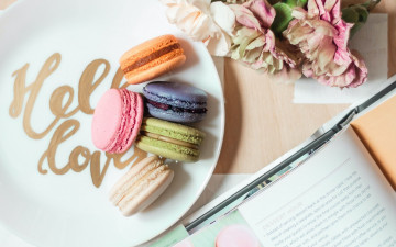 Картинка еда макаруны лакомство печенье