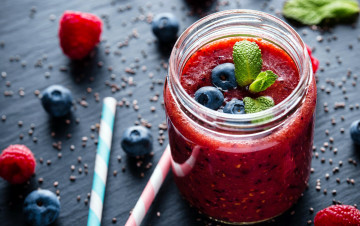 Картинка еда напитки малина черника мята смузи
