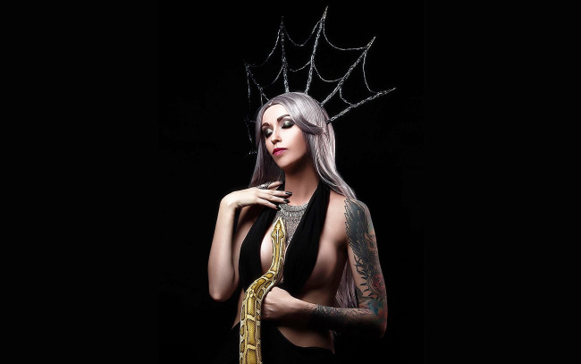 Обои картинки фото девушки, valery himera , lera himera, образ, змея, тату