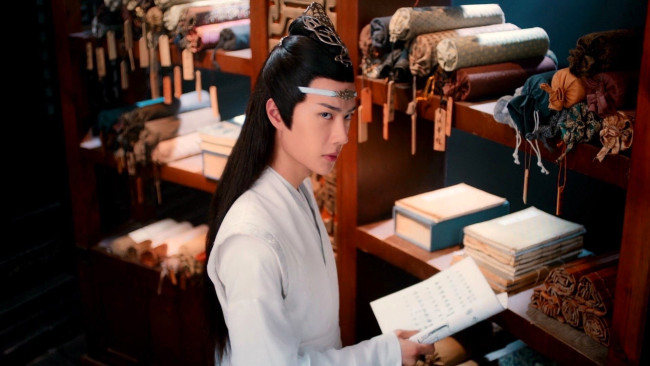 Обои картинки фото кино фильмы, the untamed, лань, ванцзы, свитки, книги, полки, библиотека