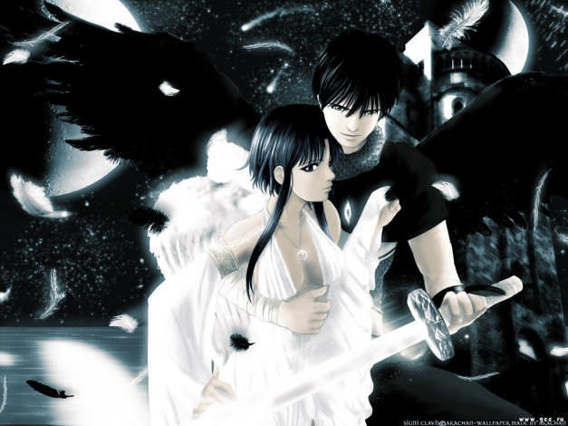 Обои картинки фото аниме, angels, demons