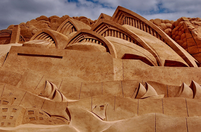 Обои картинки фото разное, фигуры, из, песка, льда, снега, песочная, фигура