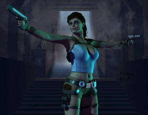 Картинка 3д графика fantasy фантазия пистолеты девушка